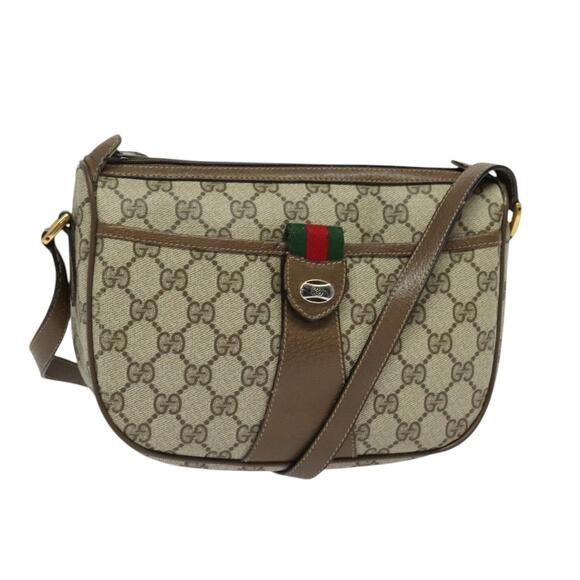 GUCCI GG Supreme Web Sherry Line Bag Pvc Beige Gold 89 02 032 - Picture 1 of 16